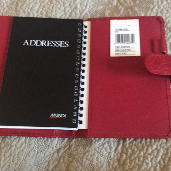 Mundi Tab Agenda Red Embossed Leather Vintage - Picture 2 of 6